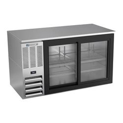 Beverage-Air BB58HC-GS-S 59" Bar Refrigerator - 2 Sliding Glass Doors, Stainless, 115v, Stainless Steel