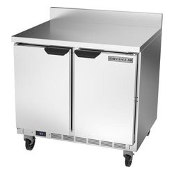 Beverage-Air WTR36AHC-FIP 36" Worktop Refrigerator w/ 2 Sections, 115v, Self-Contained Condenser, 4" Backsplash, Silver