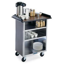 Lakeside 636 WAL 30 1/4" Stainless Beverage Service Cart, 21"D x 38 5/16"H, Wood, Walnut, Brown