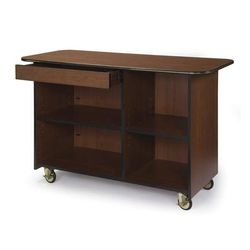 Lakeside 68110 57 1/2" Mobile Enclosed Beverage Service Cart w/ 4 Compartments & Drawer - Wood, Victorian Cherry, Brown