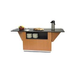 Lakeside 6850 WAL 87 1/4" Breakout Mobile Serving Counter w/ Shelves & Laminate Top, Walnut, Small, Walnut Brown