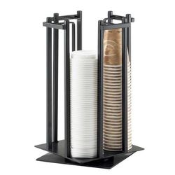 Cal-Mil 1133-13 Cup & Lid Organizer, 4 Compartment, All Cup Types, 10" x 10" x 15 3/4", Black