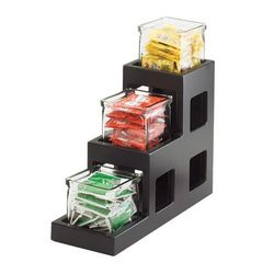 Cal-Mil 1486-96 Rectangular 3 Compartment Condiment Jar Display - Clear/Black