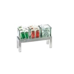 Cal-Mil 1560-4 Rectangular 3 Compartment Condiment Jar Display - Clear/Silver