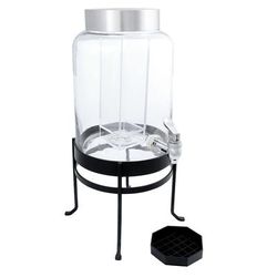 Cal-Mil 1580-2-13 SoHo 2 Gallon Round Glass Beverage Dispenser - Black Metal Base, Glass Tank, 2-gal. Capacity