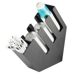 Cal-Mil 2051 4 Compartment Straw Holder - 4 3/4" x 20" x 20", Black, 4 Sections