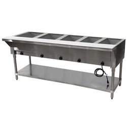 Advance Tabco HF-5E-240 77 3/4" Hot Food Table w/ 5 Wells & Cutting Board, 208 240v/1ph, 208-240V, Silver