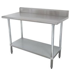 Advance Tabco KLAG-306 72" 16 ga Work Table w/ Undershelf & 430 Series Stainless Top, 5" Backsplash, Stainless Steel
