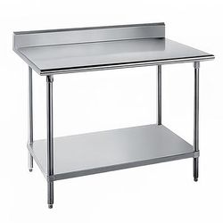 Advance Tabco KMS-242 24" 16 ga Work Table w/ Undershelf & 304 Series Stainless Steel Top, 5" Backsplash