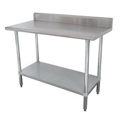 Advance Tabco KSLAG-302 24" 16 ga Work Table w/ Undershelf & 430 Series Stainless Top, 5" Backsplash, Stainless Steel