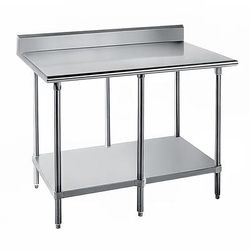 Advance Tabco KSS-309 108" 14 ga Work Table w/ Undershelf & 304 Series Stainless Steel Top, 5" Backsplash