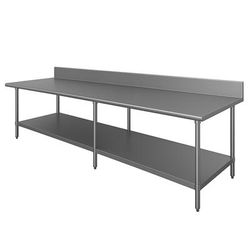 Advance Tabco KSS-369 108" 14 ga Work Table w/ Undershelf & 304 Series Stainless Steel Top, 5" Backsplash