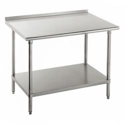 Advance Tabco SFG-3012 144" 16 ga Work Table w/ Undershelf & 430 Series Stainless Steel Top, 1 1/2" Backsplash