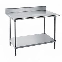 Advance Tabco SKG-246 72" 16 ga Work Table w/ Undershelf & 430 Series Stainless Steel Top, 5" Backsplash