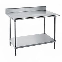 Advance Tabco SKG-304 48" 16 ga Work Table w/ Undershelf & 430 Series Stainless Steel Top, 5" Backsplash