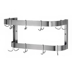 Advance Tabco SW-132 132" Wall-Mount Pot Rack w/ (18) Double Hooks, Stainless Steel, Double Bar