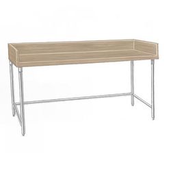 Advance Tabco TBS-306 72" Maple Top Bakers Table w/ 4" Splash & Open Base, 30"D, Stainless Steel