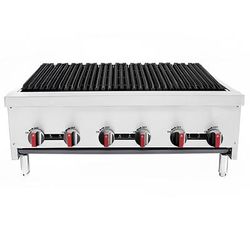 Bakemax BACGG36-6 36" Gas Charbroiler w/ Cast Iron Grates, Convertible, Stainless Steel, Gas Type: Convertible