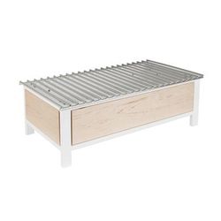 Cal-Mil 22413-71 Blonde Rectangular Chafer Alternative - 19 3/4"W x 10"D x 6 3/4"H, Maple Wood/White Metal, Beige