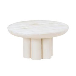 Cal-Mil 22453-6-113 12" Round Pedestal Riser - 6"H, Pine Wood, White-Washed, Beige