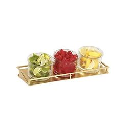 Cal-Mil 22621-4-116 Rectangular 3 Compartment Condiment Jar Display - Clear/Gold