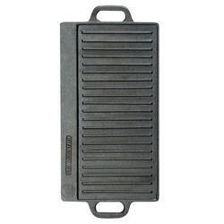 Cal-Mil 3451-55GRIDDLE Double-Sided Griddle Top w/ Handles - 16" x 9", Cast Iron, Black