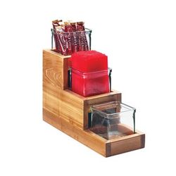 Cal-Mil 3612-4-99 Rectangular 3 Compartment Condiment Jar Display - Clear/Brown