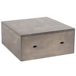 Cal-Mil 3628-4-110 12" Square Display Riser Crate - 4"H w/ Brackets Cutout, Pine Wood, Gray Wash, 12" x 12" x 4"H