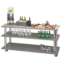 Cal-Mil 3698-4-87 48" Beverage Service Cart w/ 3 Levels - Oak/Metal, Dark Gray
