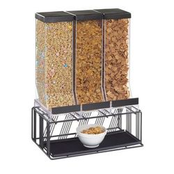 Cal-Mil 4108-13 Countertop Cereal Dispenser, (3) 9 4/5 liter Hoppers, Black