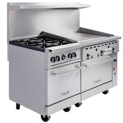 Vulcan 60SS-4B36G 60" 4 Burner Commercial Gas Range w/ Griddle & (2) Standard Ovens, Natural Gas, With 36" Griddle, 2 Standard Ovens, Stainless Steel, Gas Type: NG