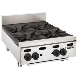 Vulcan VHP424 LP 24" Gas Hotplate w/ 4 Burners & Infinite Controls, Liquid Propane, Stainless Steel, Gas Type: LP