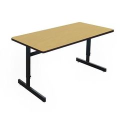 Correll CSA2460-16-09-09 Desk Height Work Station, 1 1/4" Top, Adjust to 29", 60" x 24", Fusion Maple/Black, Brown