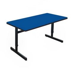 Correll CSA2460-37-09-09 Desk Height Work Station, 1 1/4" Top, Adjust to 29", 60" x 24", Blue/Black