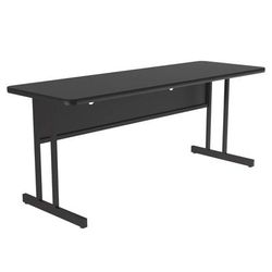 Correll WS2472-07-09-09 Rectangular Desk Height Work Station, 72"W x 24"D - Black Granite/Black T-Mold
