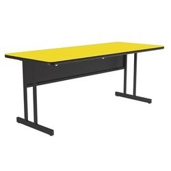 Correll WS3072-38-09-09 Rectangular Desk Height Work Station, 72"W x 30"D - Yellow/Black T-Mold