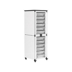 Luxor MBS-STR-12-12S 28 3/4" 2 Stacked Modular Classroom Storage Cabinets w/ 12 Small Bins, Steel, White