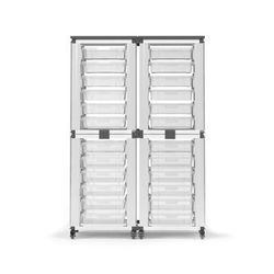 Luxor MBS-STR-22-24S 28 3/4" 4 Stacked Modular Classroom Storage Cabinets w/ 24 Small Bins, Steel, White