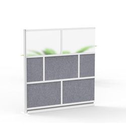 Luxor MW-7070-XFCG Modular Room Divider Add On Wall w/ PET & Acrylic Panels, 70"W x 70"H, Gray