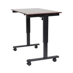Luxor STANDE-48-BK/DW 48" Electric Standing Desk - Black Frame w/ Dark Walnut Surface, Brown