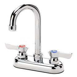 Krowne 11-400L Silver Series Deck Mount Faucet - 3 1/2" Gooseneck Spout, 4" Centers, Chrome