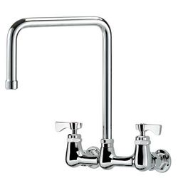 Krowne 14-832L-L-H3 Wall Mount Faucet w/ 8 1/2" Double Bend Spout & Lever Handles - 8" Centers, 1.0 GPM