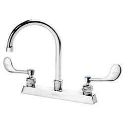 Krowne 15-501L-W-E3 Deck Mount Faucet w/ 6" Gooseneck Spout & VR Wrist Action Handles - 8" Centers, 1.0 GPM