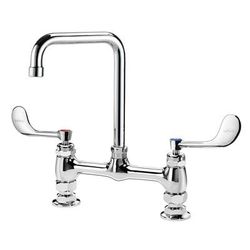 Krowne 15-831L-W-E2 Raised Deck Mount Faucet w/ 6" Double Bend Spout & Wrist Action Handles - 8" Centers, 0.5 GPM