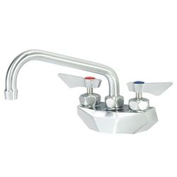 Krowne DX-408 Wall Mount Faucet w/ 8" Swing Spout - 4" Centers, Stainless Steel