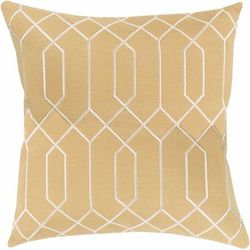 Kunle 18" Square Traditional Mustard/Ivory Throw Pillow - Boutique Rugs