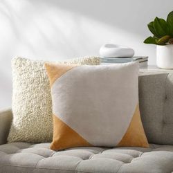 Lazar 22" Square Modern Cotton Camel/Peach Throw Pillow - Boutique Rugs