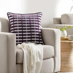 Lynna 22" Square Modern Cotton Dark Purple Throw Pillow - Boutique Rugs