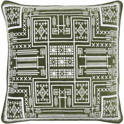 Kishi 20" Square Cotton Medium Green Throw Pillow - Boutique Rugs