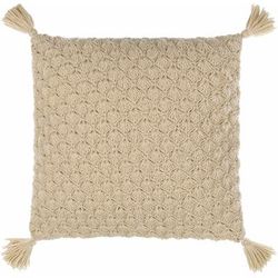 Magan 18" Square Cottage Wool Off White/Brick Red/Tan/Camel Throw Pillow - Boutique Rugs